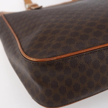 Celine Vintage Macadam Handbag Canvas and Leather, BROWN, CANVAS, Handbag