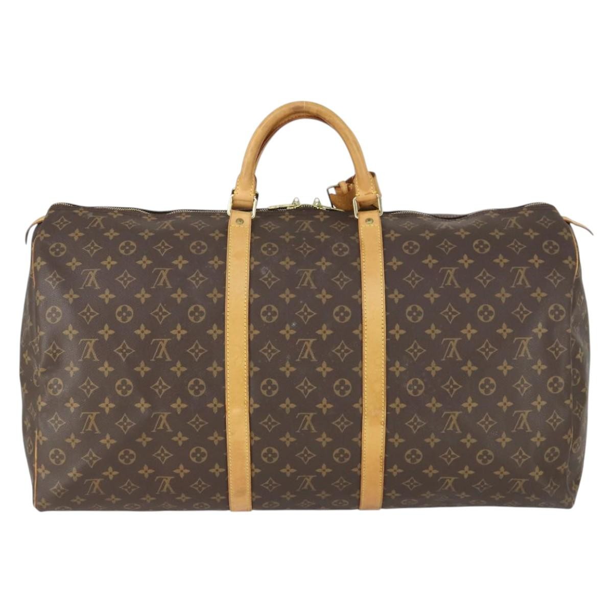 Louis Vuitton Keepall Bag Monogram Canvas, BROWN, CANVAS, Travel bag