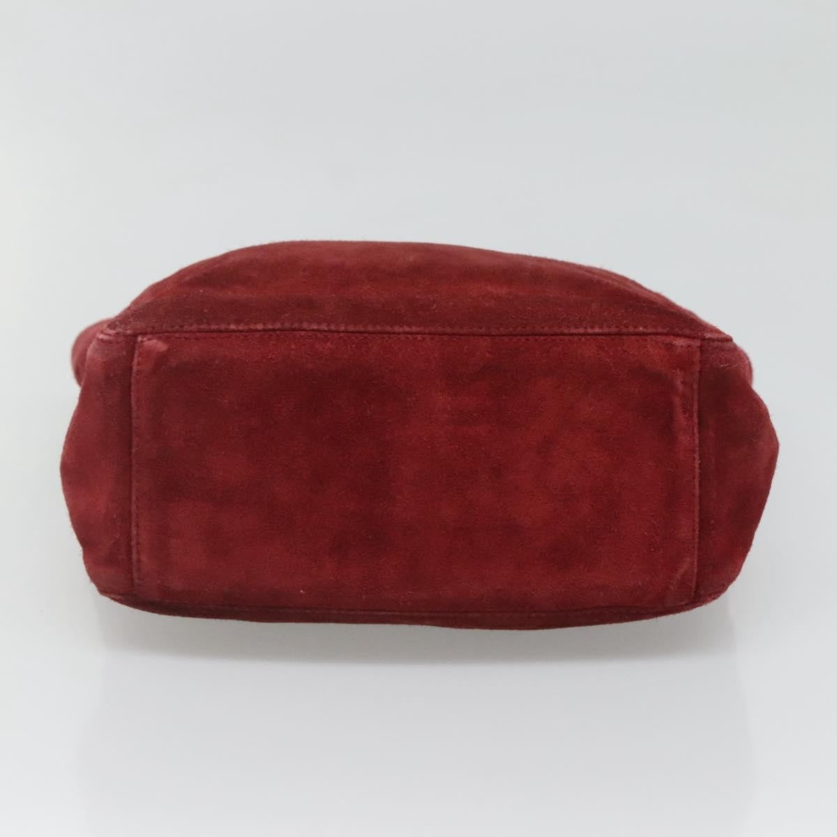 Chanel Vintage Resin Chain Tote Suede, RED, SUEDE, Tote bag