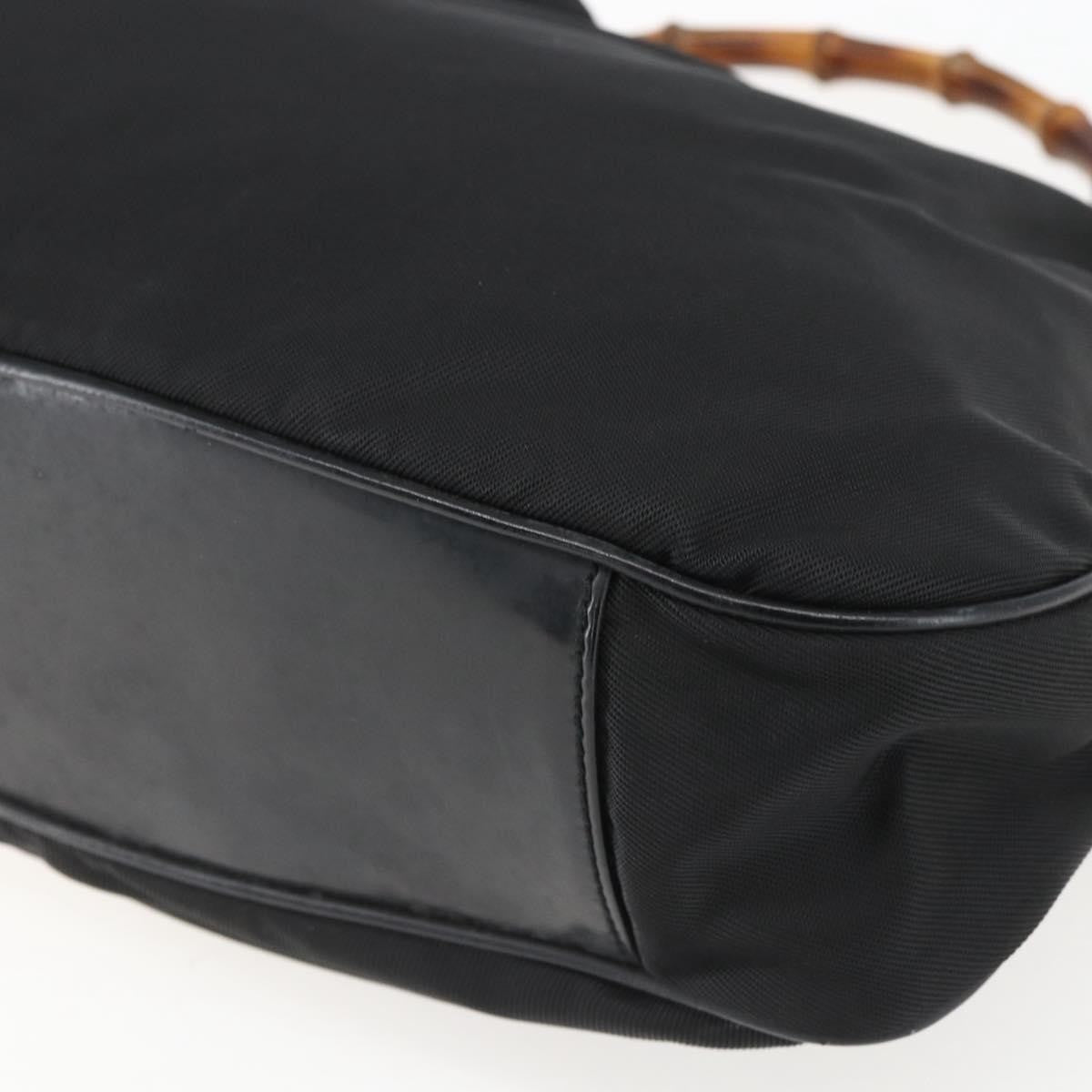 Gucci Vintage Bamboo Shoulder Bag Nylon, BLACK, NYLON, Tote bag