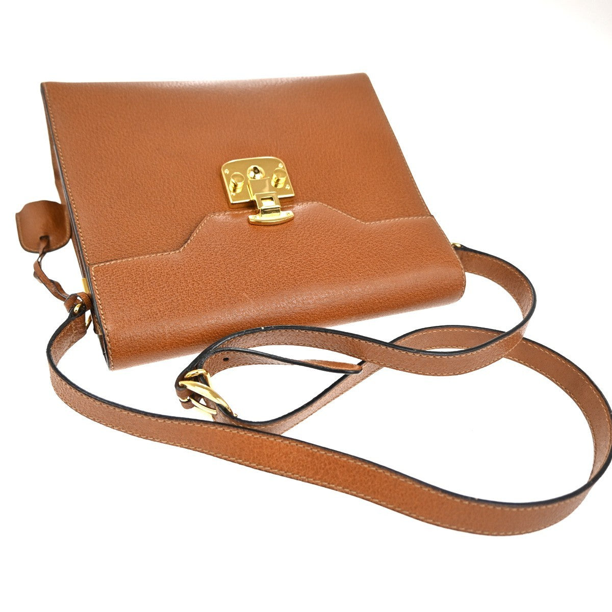 Gucci Vintage Lady Lock Top Handle Bag Leather, Brown, Leather, Shoulder Bag