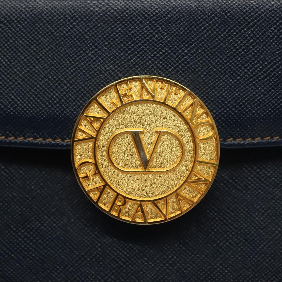 Valentino Garavani Vintage Handbag Leather, NAVY, LEATHER, Handbag