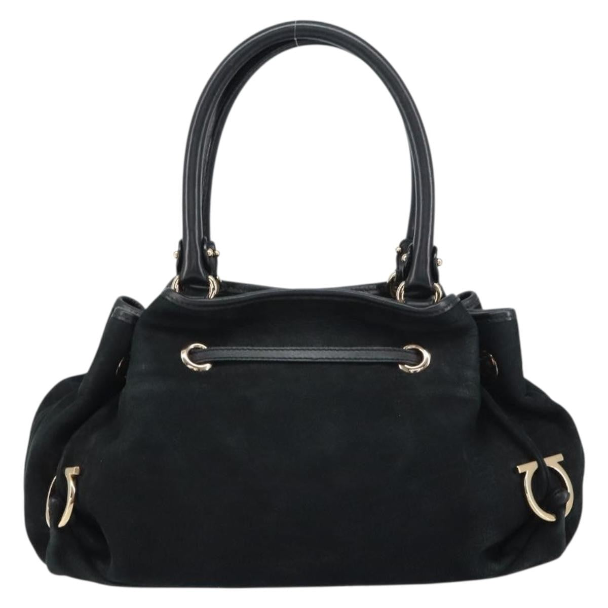Salvatore Ferragamo Gancini Tote Suede, BLACK, SUEDE, Tote bag