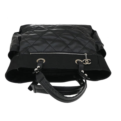 Chanel Biarritz Pocket Tote Quilted Coated Canvas, BLACK, CANVAS, Tote bag