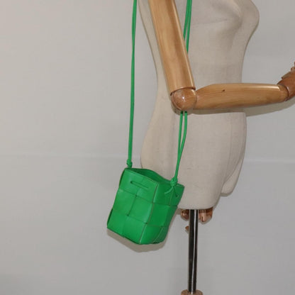 Bottega Veneta Cassette Leather, GREEN, LEATHER, Shoulder bag