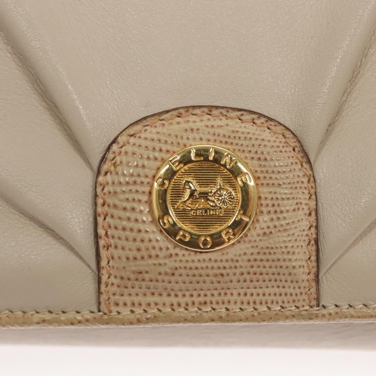 Celine Flap Shoulder Bag Leather, BEIGE, LEATHER, Shoulder bag