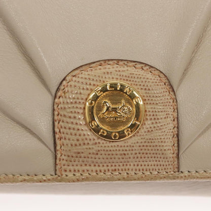 Celine Flap Shoulder Bag Leather, BEIGE, LEATHER, Shoulder bag