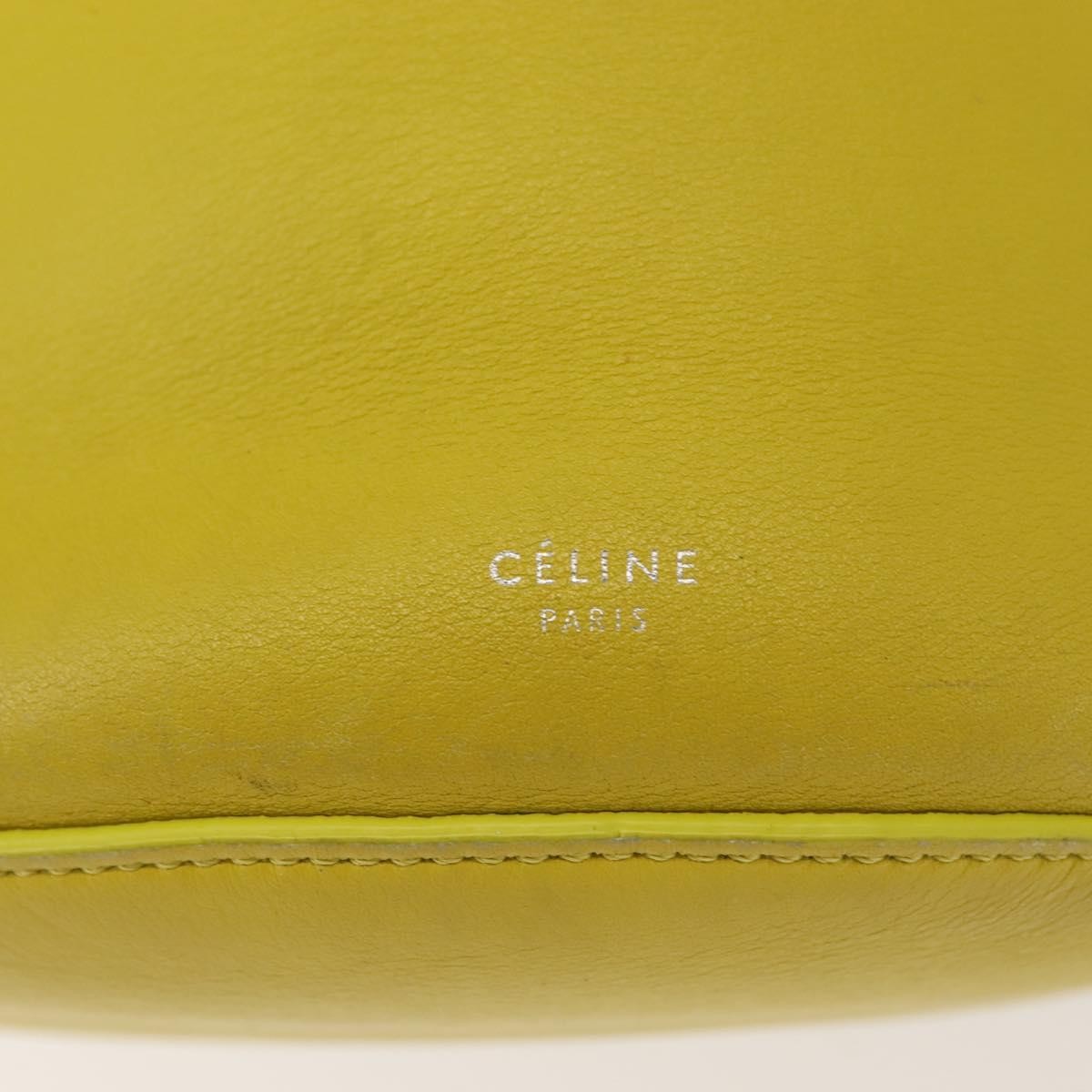 Celine Long Strap Big Bag Bucket Leather, YELLOW, LEATHER, Shoulder bag