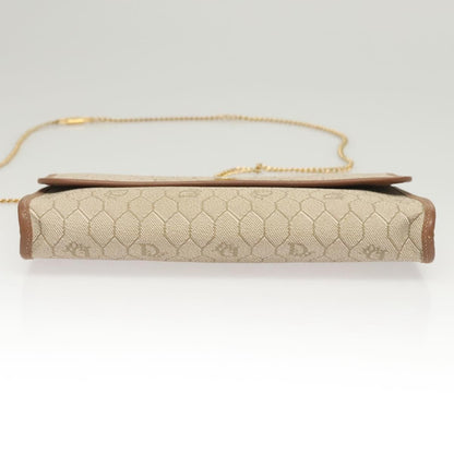 Christian Dior Vintage Honeycomb chain Canvas, BEIGE, CANVAS, Handbag