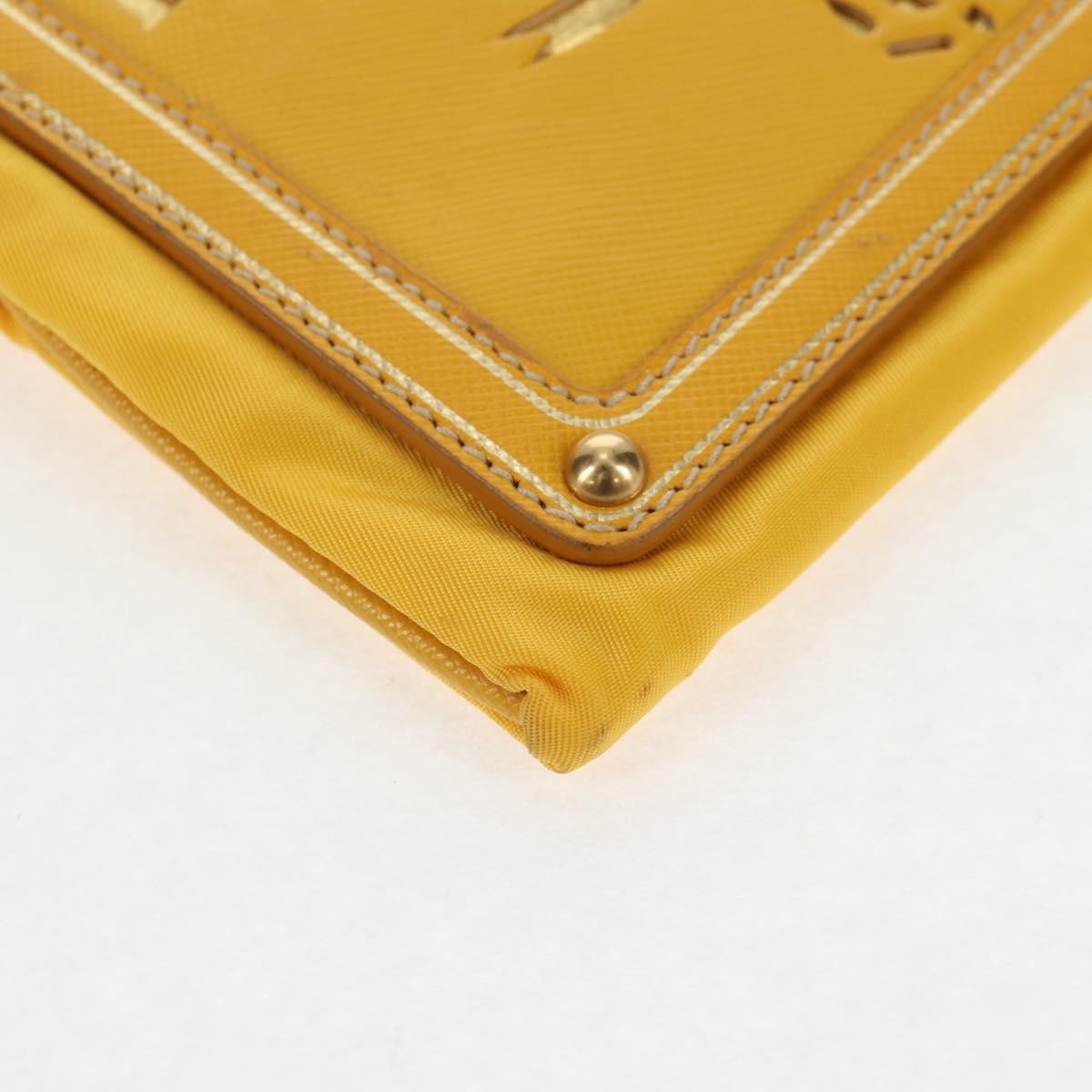 Prada Logo Chain Crossbody Bag Tessuto and Saffiano Leather, YELLOW, NYLON, Clutche & pouche