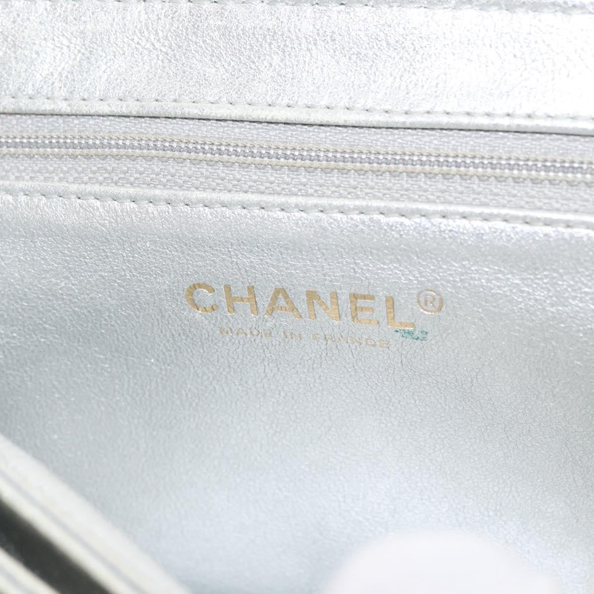 Chanel Mademoiselle Lock Accordion Flap Bag Quilted Lambskin, SILVER, LEATHER, Shoulder bag