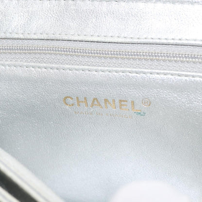 Chanel Mademoiselle Lock Accordion Flap Bag Quilted Lambskin, SILVER, LEATHER, Shoulder bag