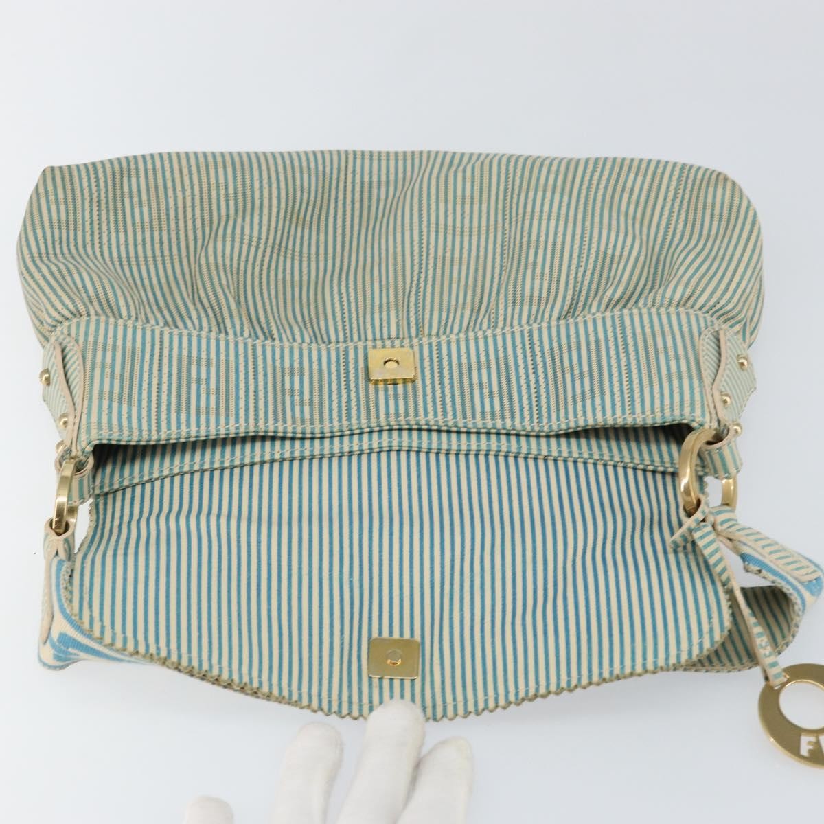 Fendi Chef Shoulder Bag Zucca Canvas, BLUE, CANVAS, Shoulder bag