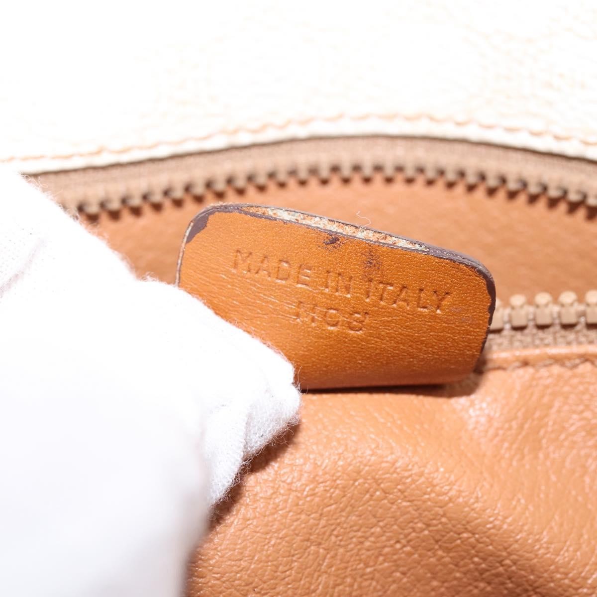 Celine Vintage Macadam Shoulder Bag Canvas and Leather, ECRU, CANVAS, Shoulder bag