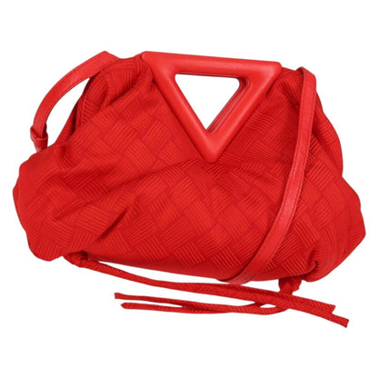 Bottega Veneta Point Shoulder Bag Chunky Knit Fabric, Red, Nylon, Shoulder Bag