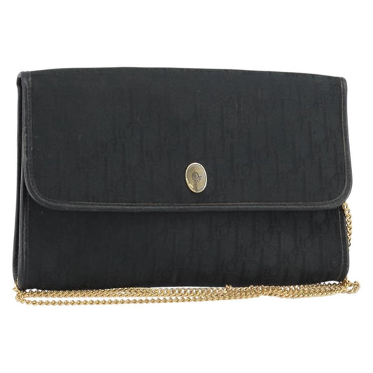 Christian Dior Vintage Chain Flap Shoulder Bag Diorissimo Canvas, BLACK, CANVAS, Shoulder bag