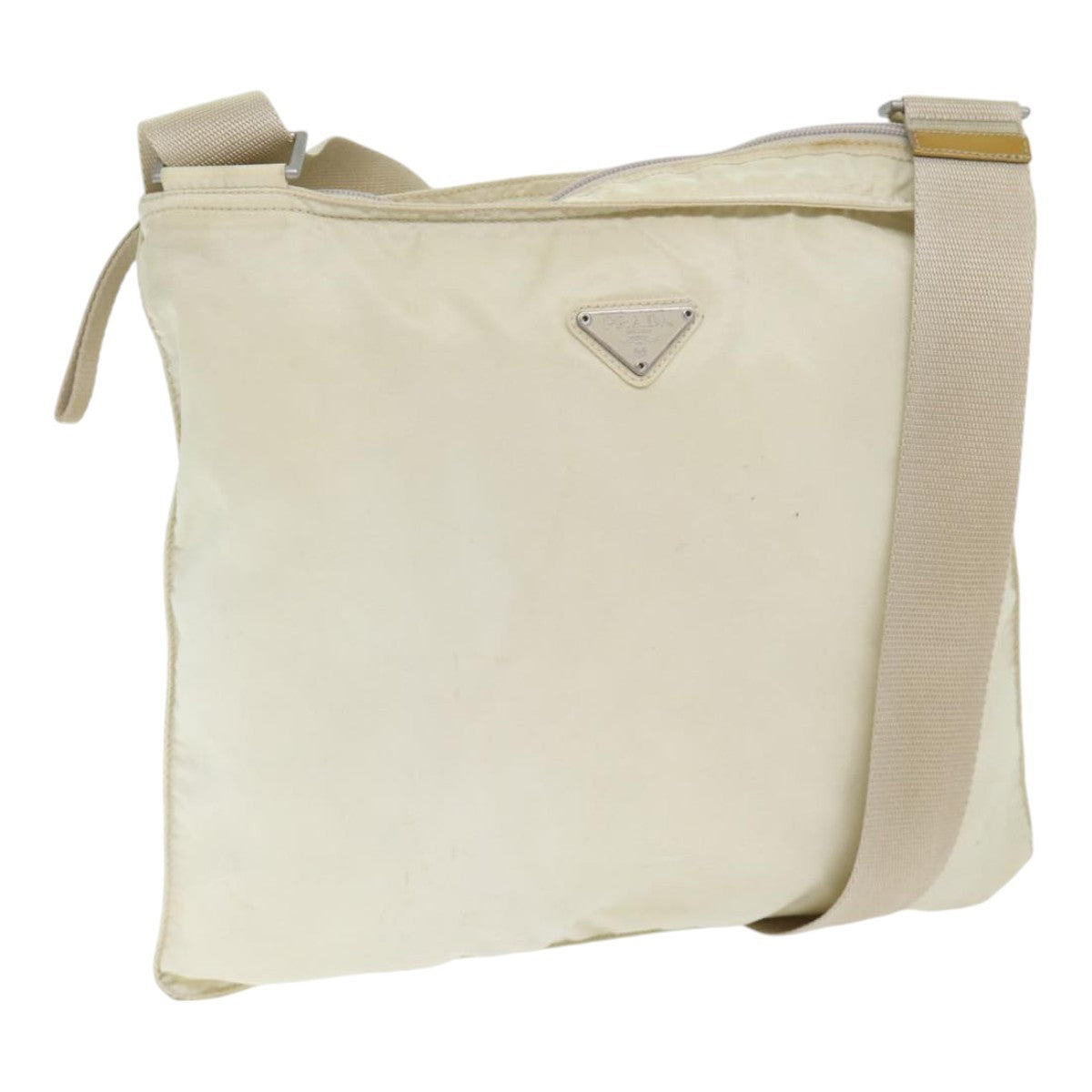 Prada Front Pocket Messenger Bag Tessuto, WHITE, NYLON, Shoulder bag