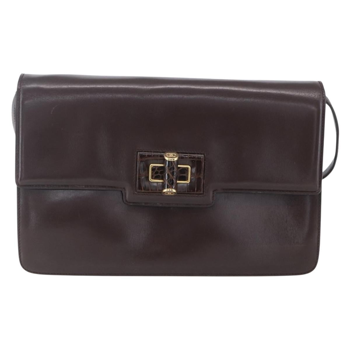 Gucci Vintage Shoulder Bag Leather, BROWN, LEATHER, Shoulder bag