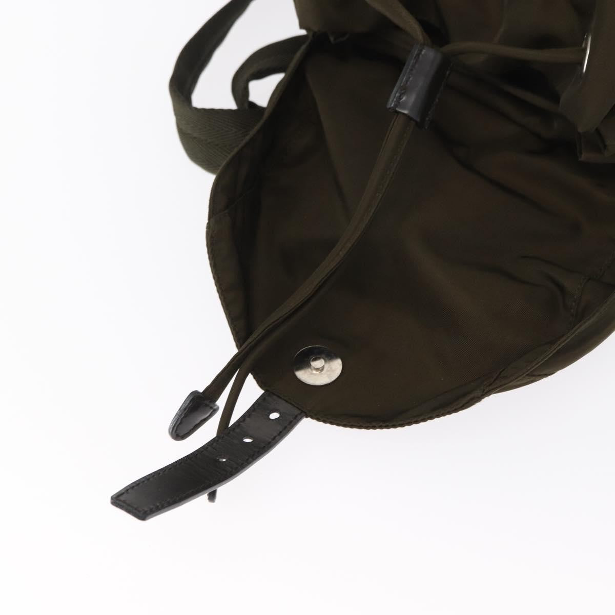 Prada Vela Double Front Pocket Backpack Tessuto with Saffiano Leather, KHAKI, NYLON, Backpack