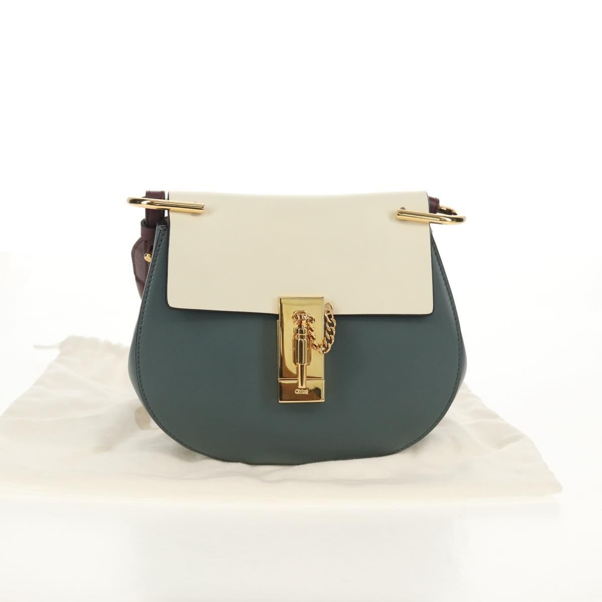 Chloe Drew Shoulder Bag Leather, BLUE, LEATHER, Shoulder bag