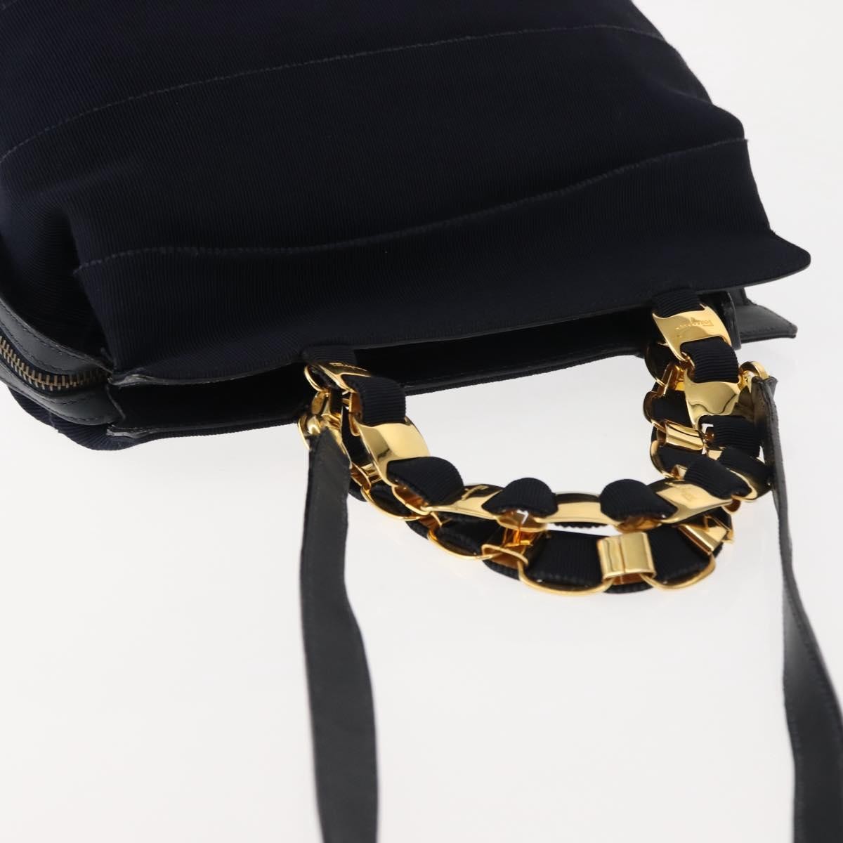 Salvatore Ferragamo Vala Handbag Canvas, NAVY, CANVAS, Handbag