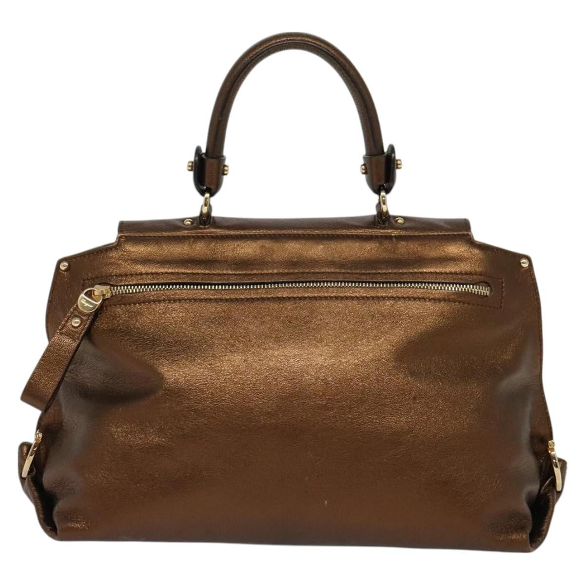 Salvatore Ferragamo Sofia Satchel Leather, GOLD, LEATHER, Handbag