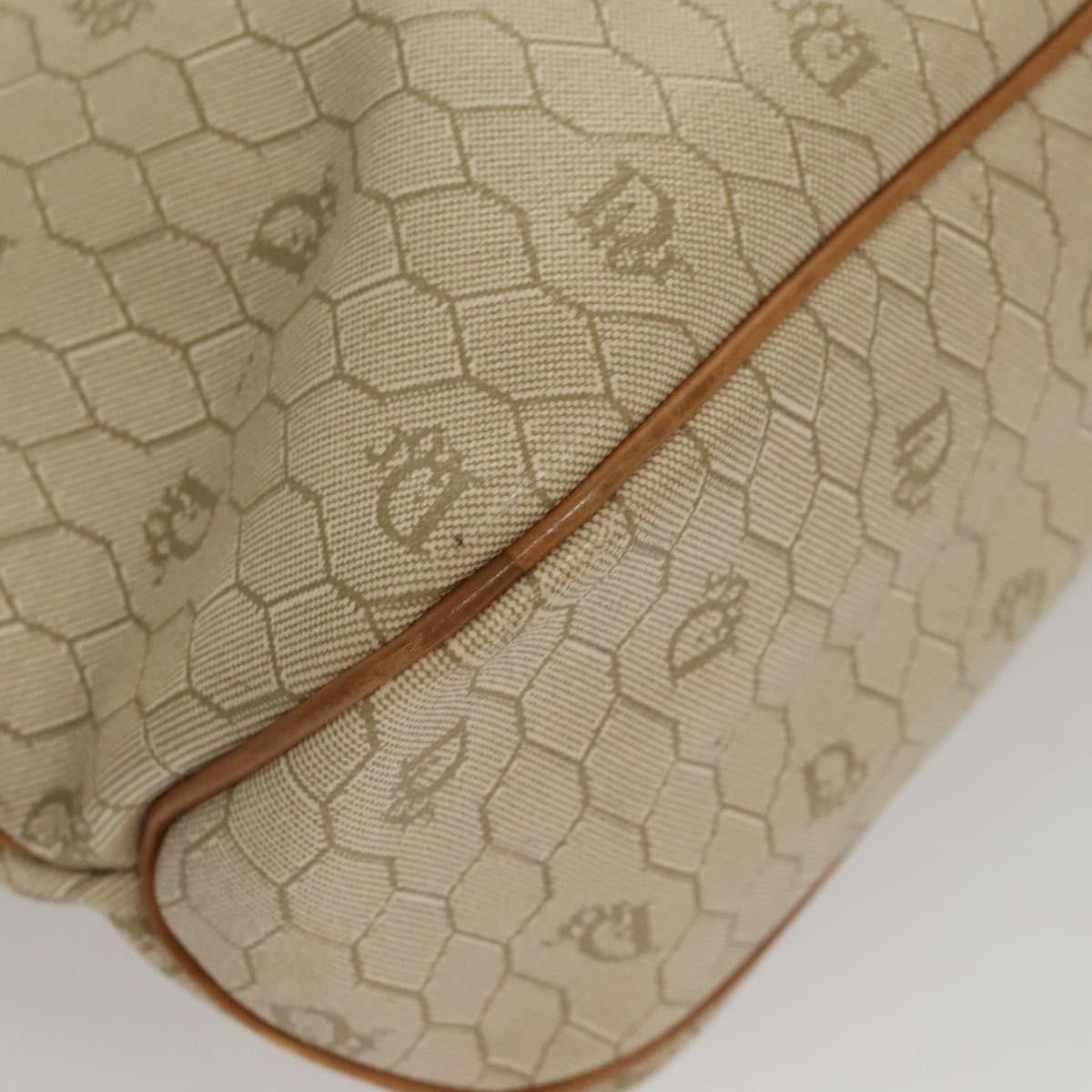 Christian Dior Vintage Honeycomb Tote Bag Canvas and Leather, BEIGE, CANVAS, Tote bag
