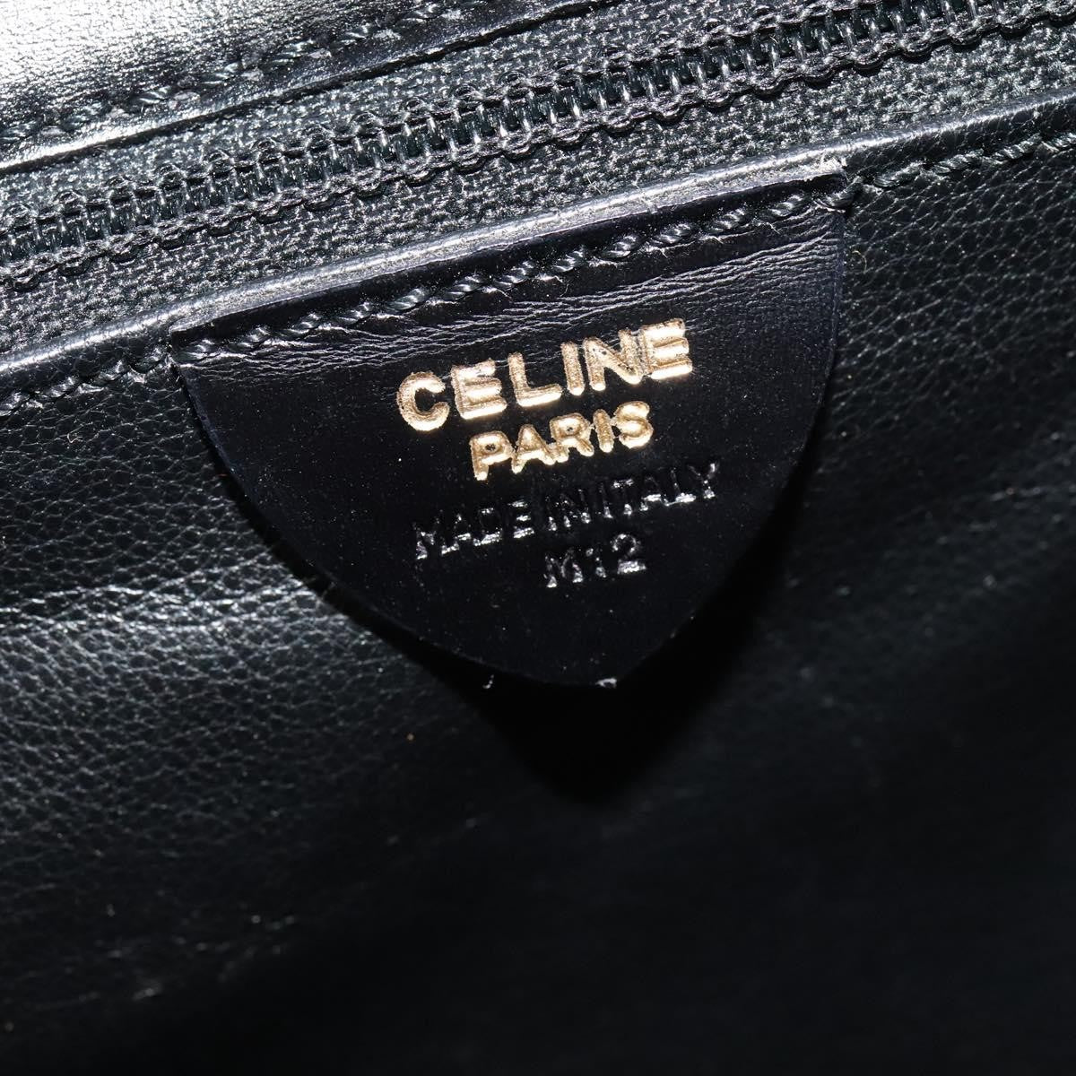 Celine Vintage Circle Logo Crossbody Bag Leather, BLACK, LEATHER, Crossbody bag