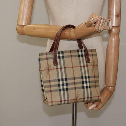 Burberry Top Handle Tote Haymarket Coated Canvas, BEIGE, CANVAS, Handbag