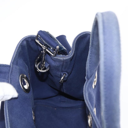 Prada Canapa Convertible Tote Grommet Embellished Canvas, BLUE, CANVAS, Tote bag