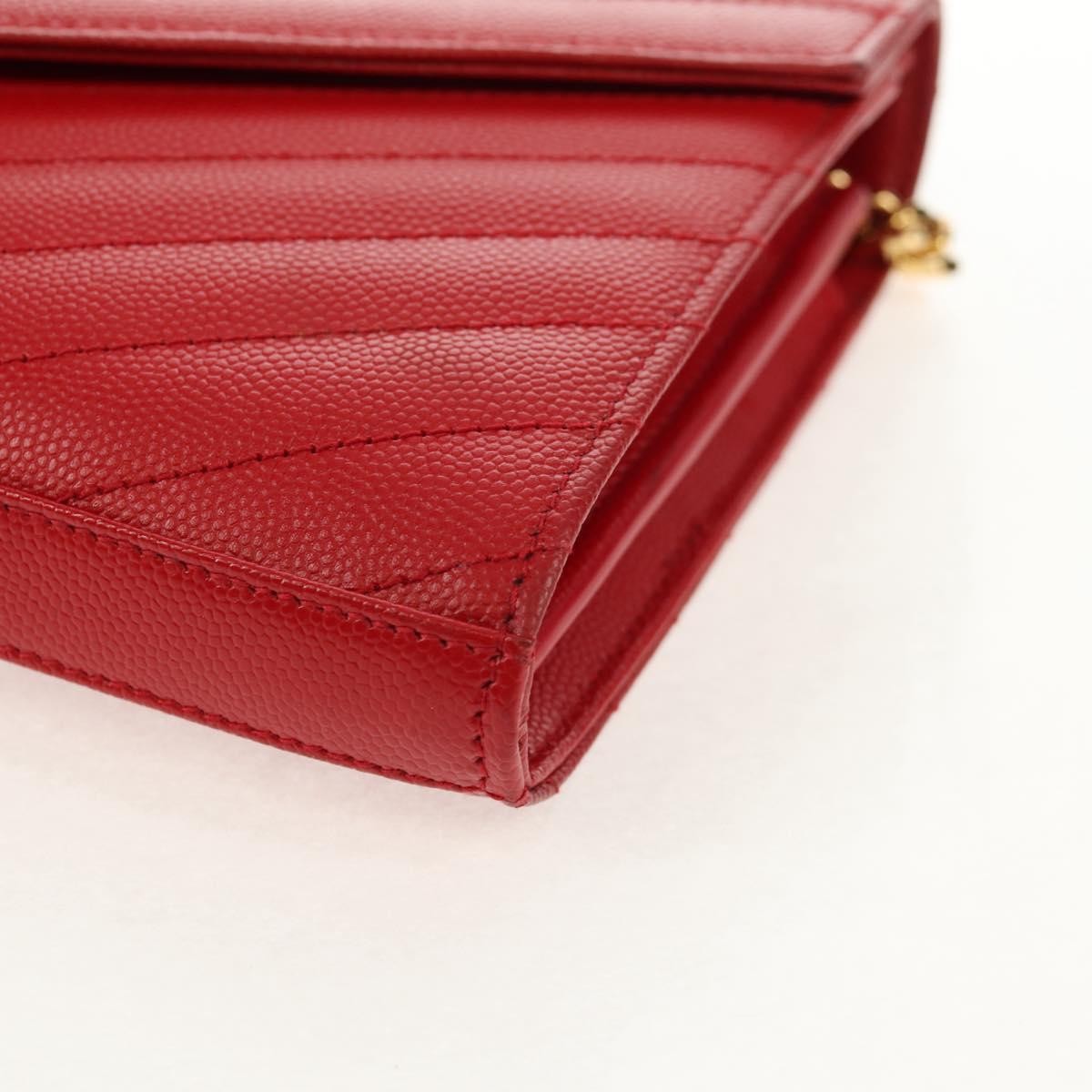 Saint Laurent Cassandra Wallet on Strap leather, RED, LEATHER, Shoulder bag
