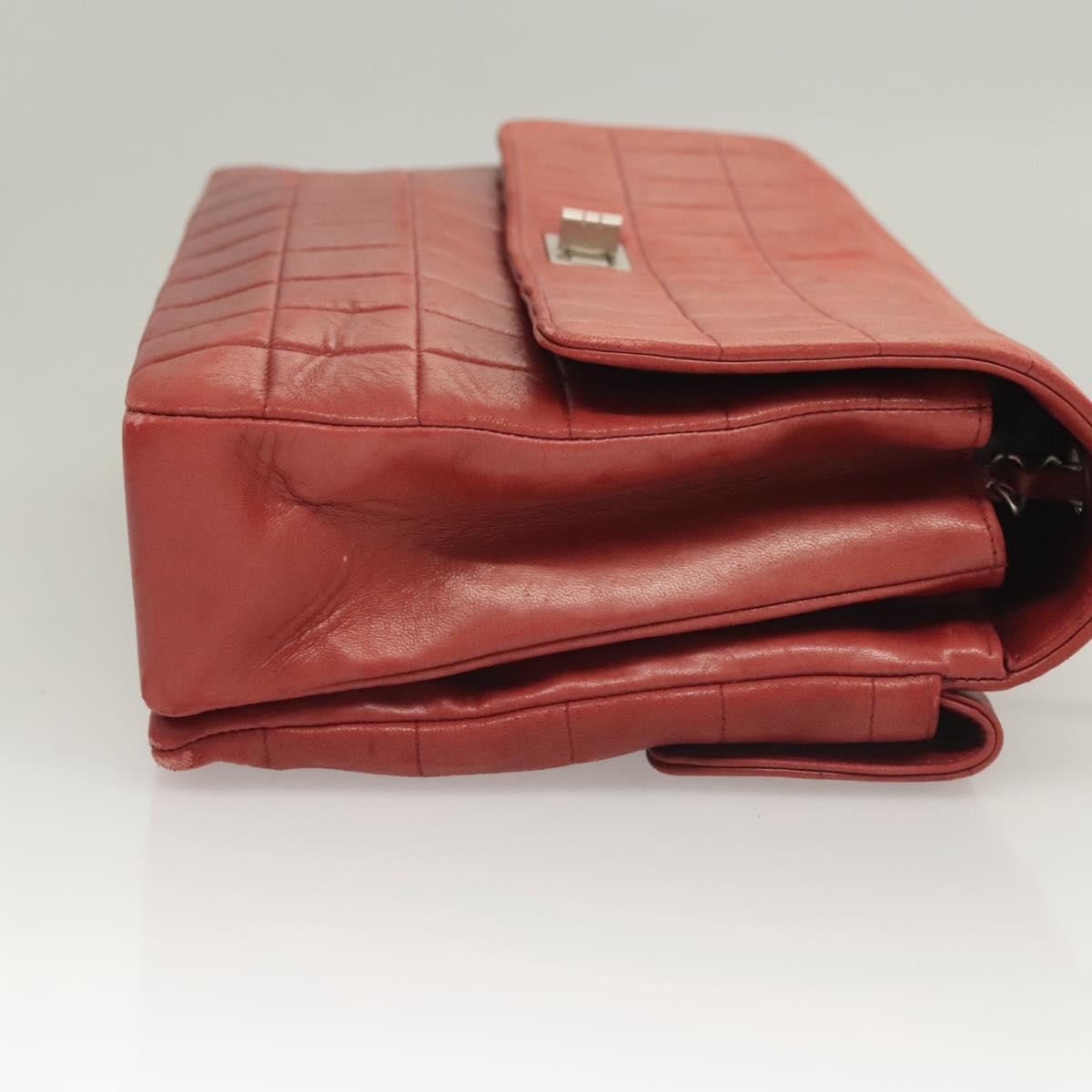 Chanel Chocolate Bar Reissue Flap Bag Lambskin, RED, LEATHER, Handbag