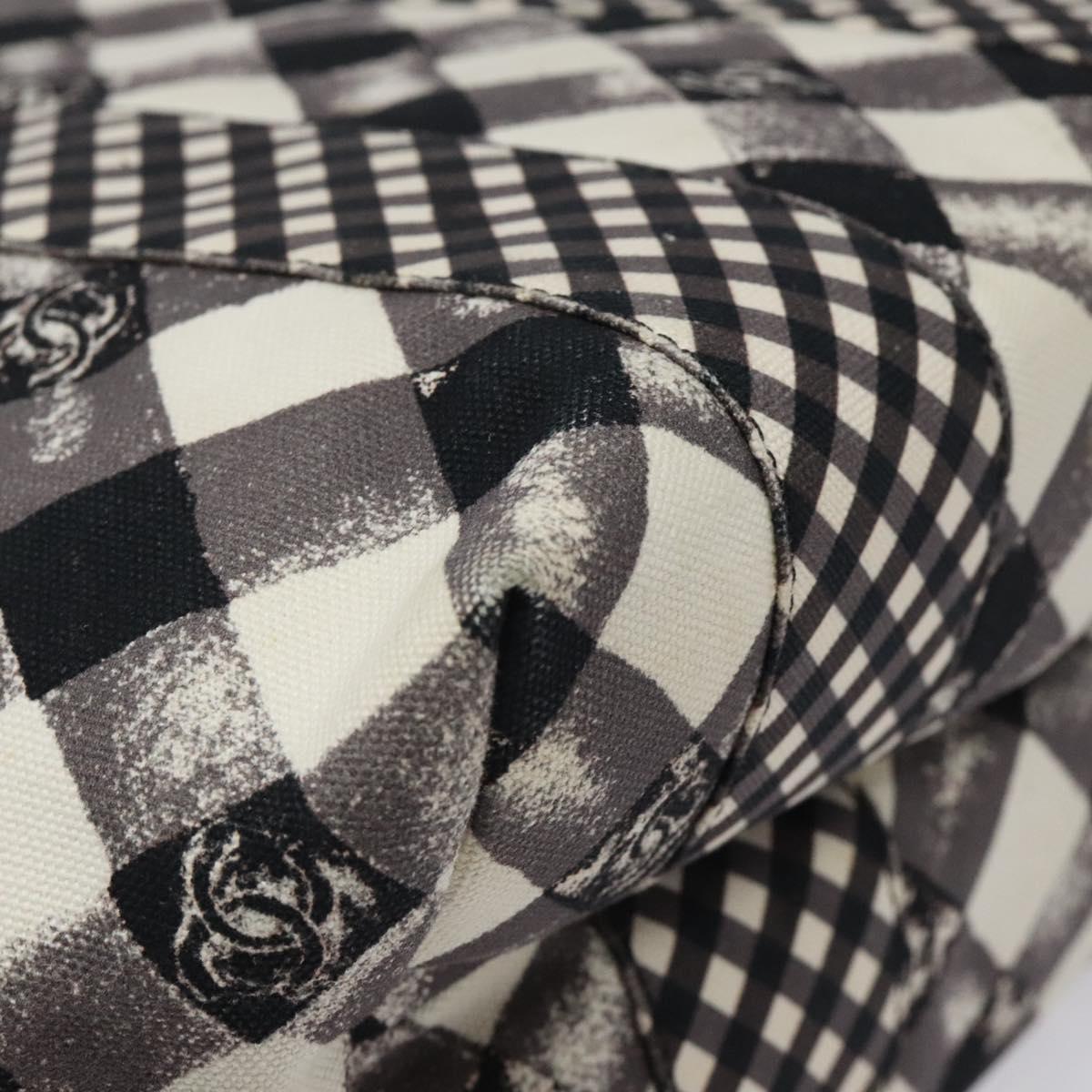 Chanel Top Handle Satchel Gingham Print Canvas, BLACK, CANVAS, Handbag