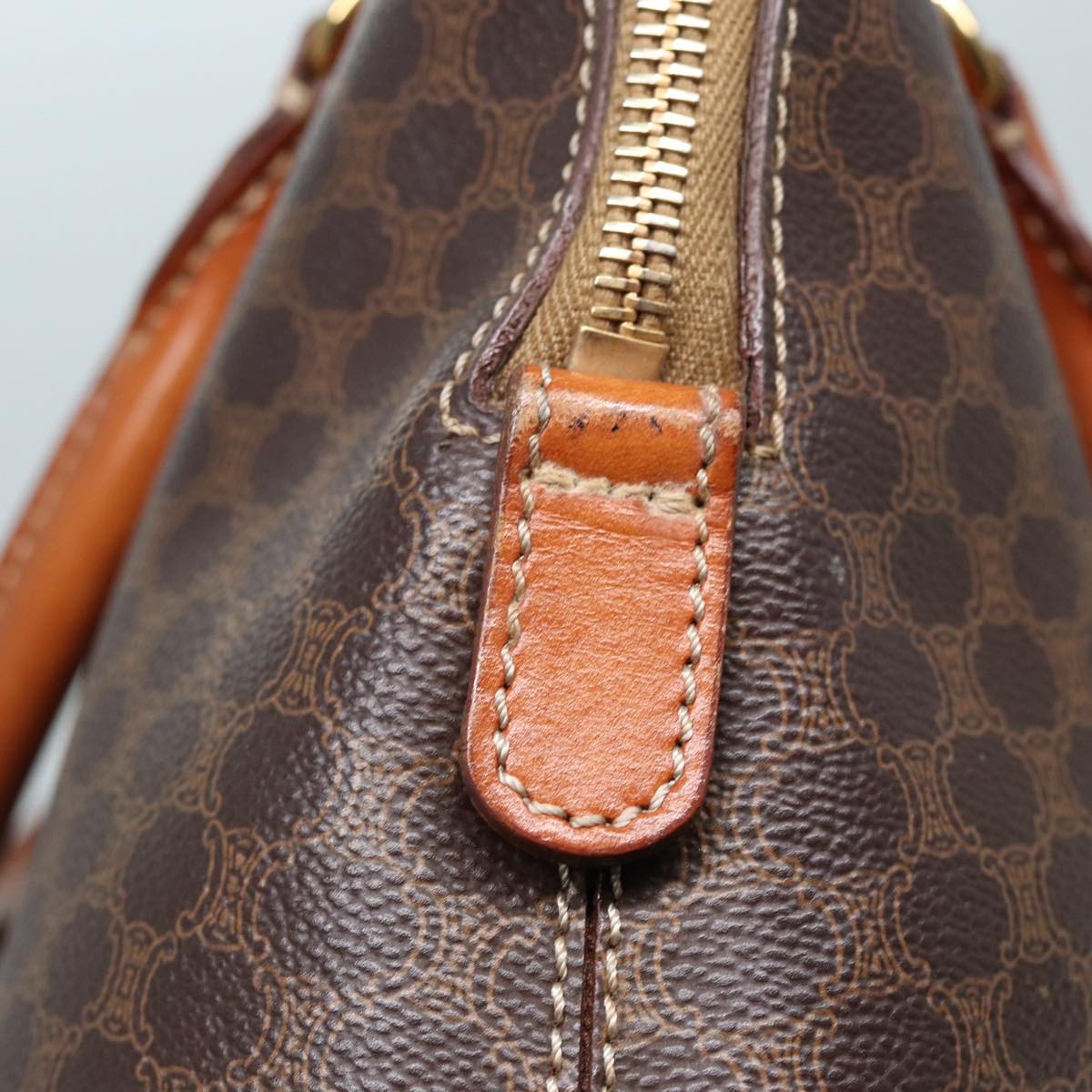 Celine Vintage Macadam Handbag Canvas, BROWN, CANVAS, Handbag