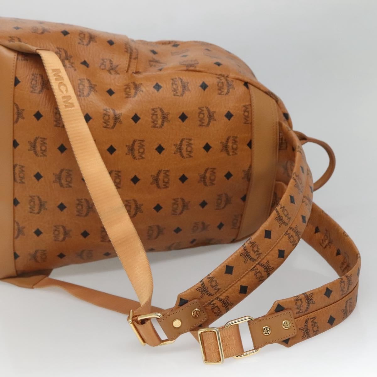 MCM Vicetos Logo PVC Cuir, BROWN, CANVAS, Backpack