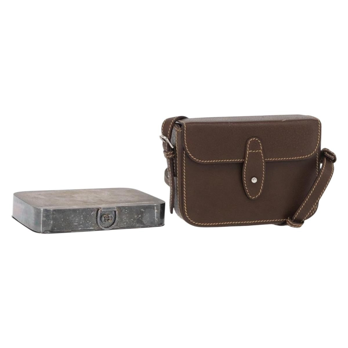 Gucci Cigarette case Shoulder bag Leather, BROWN, LEATHER, Clutche & pouche