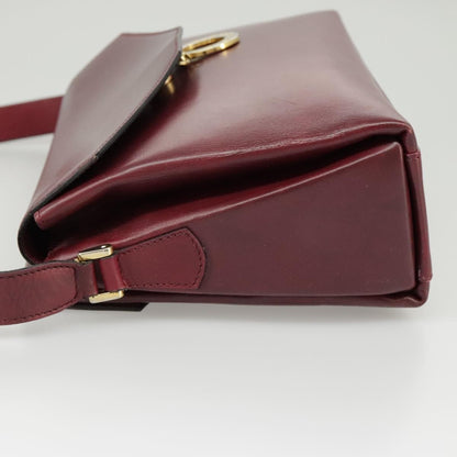 Celine Circle logo Leather, BURGUNDY, LEATHER, Shoulder bag
