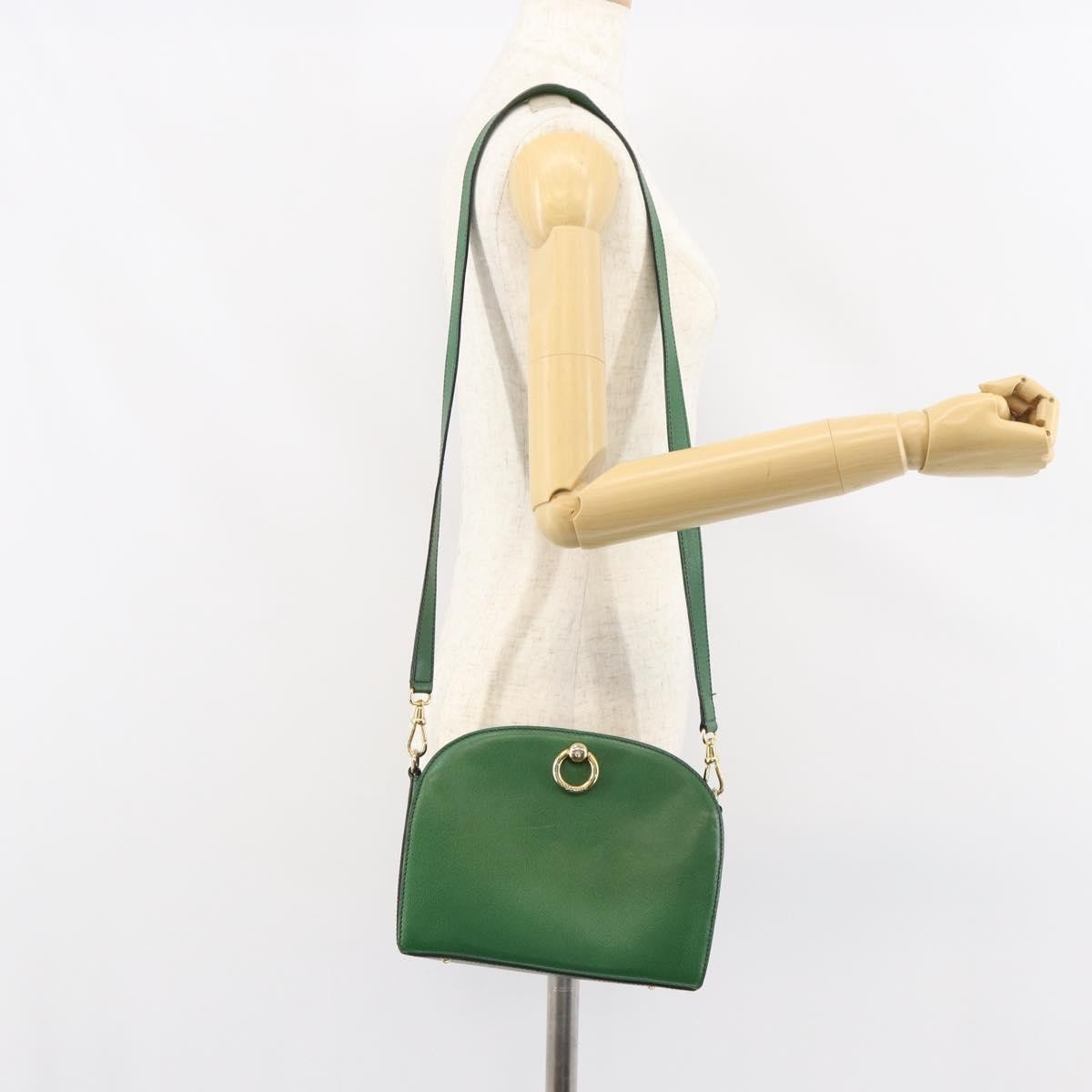Celine Vintage Shoulder Bag Leather, GREEN, LEATHER, Shoulder bag