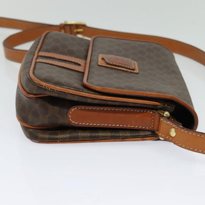 Celine Macadam Shoulder Bag PVC Leather, BROWN, CANVAS, Shoulder bag