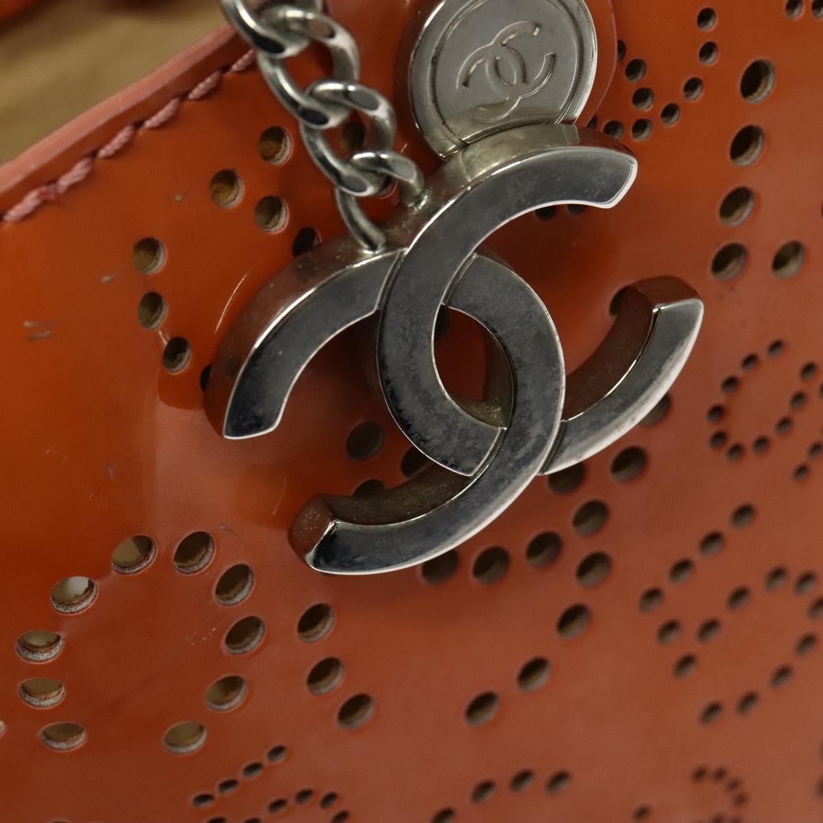 Chanel CC No.5 Shopping Tote Perforated Patent, ORANGE, PATENT_LEATHER, Handbag