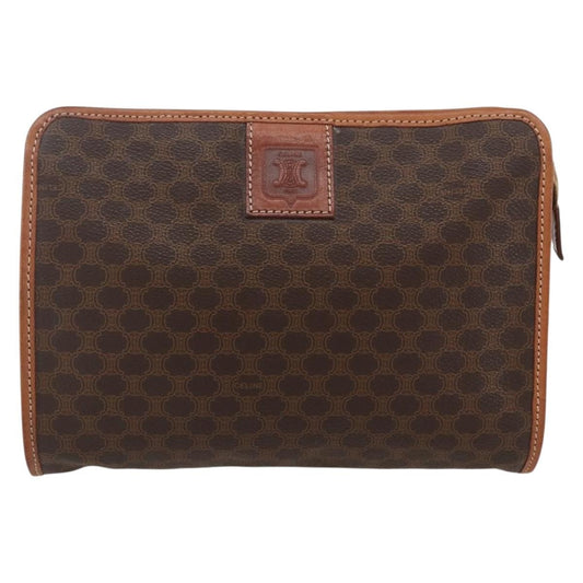 Celine Macadam Pochette Canvas and Leather, BROWN, CANVAS, Clutche & pouche