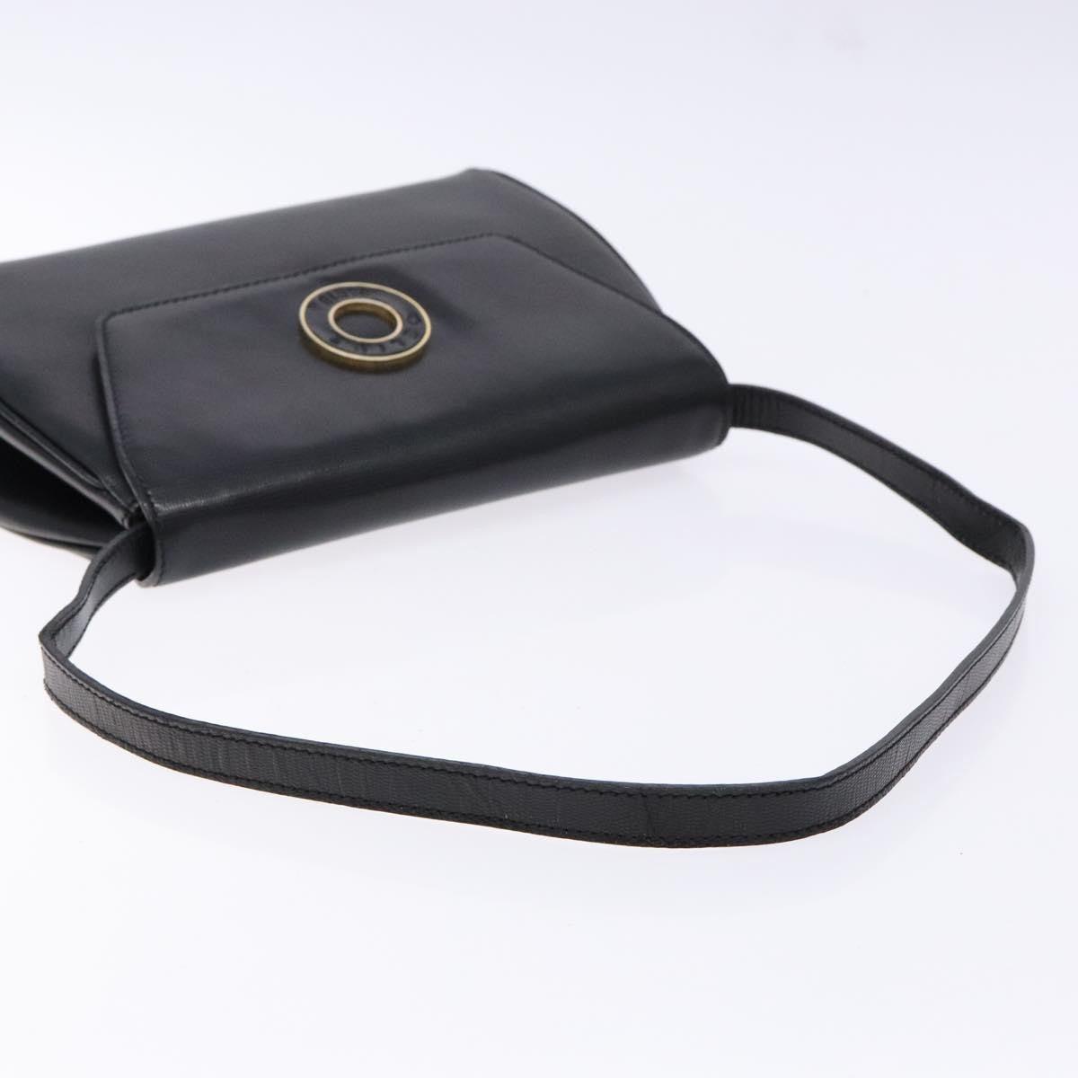 Celine Vintage Circle Logo Crossbody Bag Leather, BLACK, LEATHER, Crossbody bag
