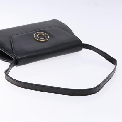 Celine Vintage Circle Logo Crossbody Bag Leather, BLACK, LEATHER, Crossbody bag