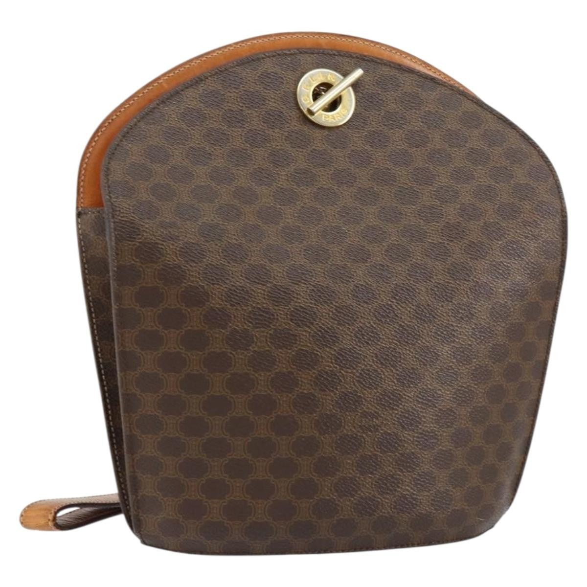 Celine Vintage Macadam Shoulder Bag Canvas, BROWN, PVC, Shoulder bag