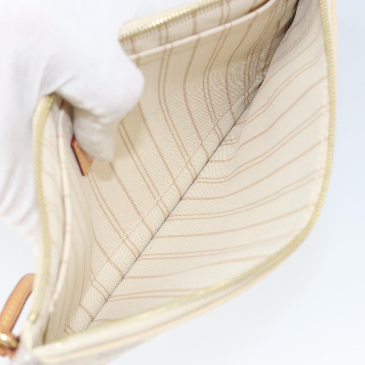 Louis Vuitton Neverfull Pochette Damier, WHITE, CANVAS, Clutche & pouche