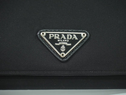Prada Continental Wallet Tessuto, Black, Nylon, Wallet