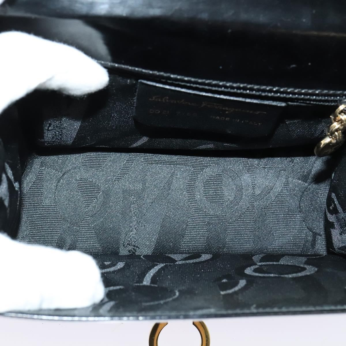 Salvatore Ferragamo Gancini Shoulder Bag Patent Leather, BLACK, PATENT_LEATHER, Shoulder bag