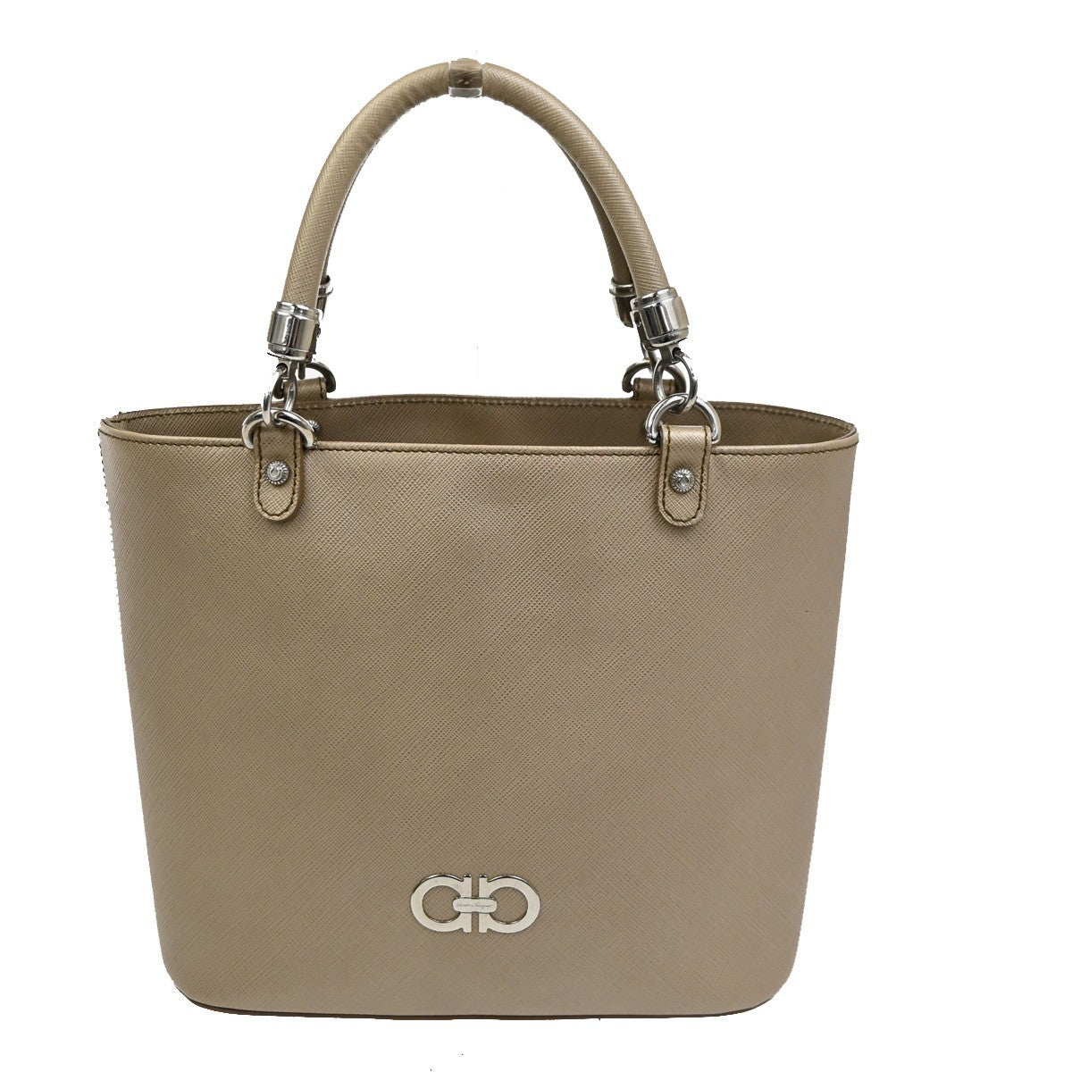Salvatore Ferragamo Gancini handbag Leather, Beige, Leather, Handbag