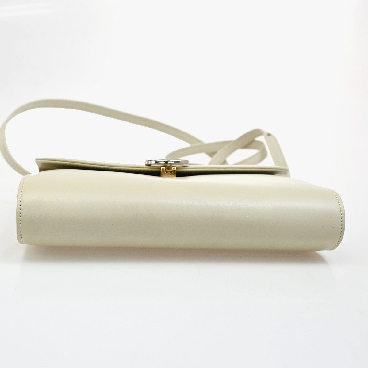 Celine Vintage Triomphe Flap Bag Leather, WHITE, LEATHER, Shoulder bag