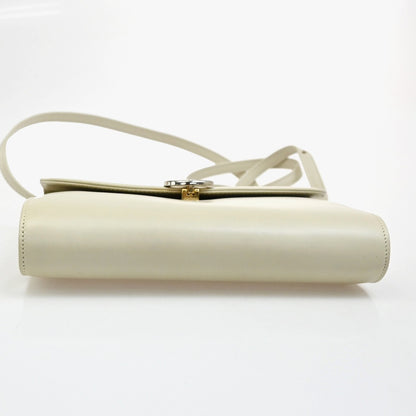 Celine Vintage Triomphe Flap Bag Leather, WHITE, LEATHER, Shoulder bag